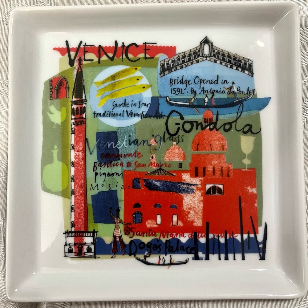 6 Crate & Barrel Road Trip City Scenes Appetizer Plates Global Cities 6” White - Picture 4 of 12
